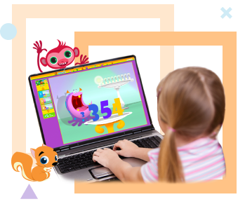 child plays online math games with Mathseeds
