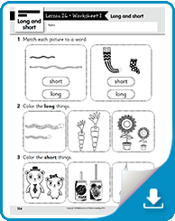Long and Short free kindergarten math Worksheets